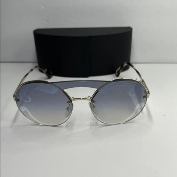 New Authentic Prada Gray and Gold Geometric Sunglasses - Picture 11 of 13